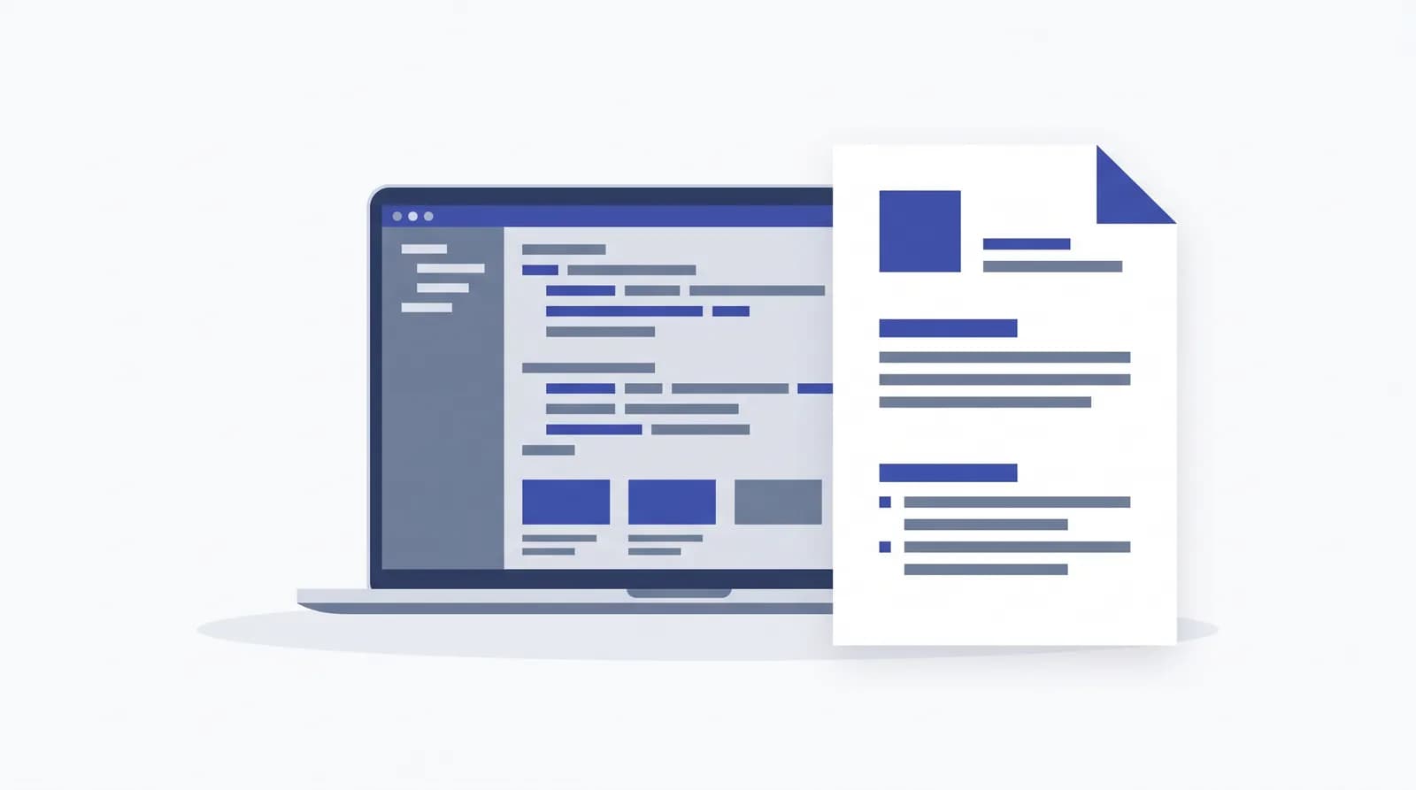 Ordinateur portable avec éditeur de code à côté d'un CV d'une page