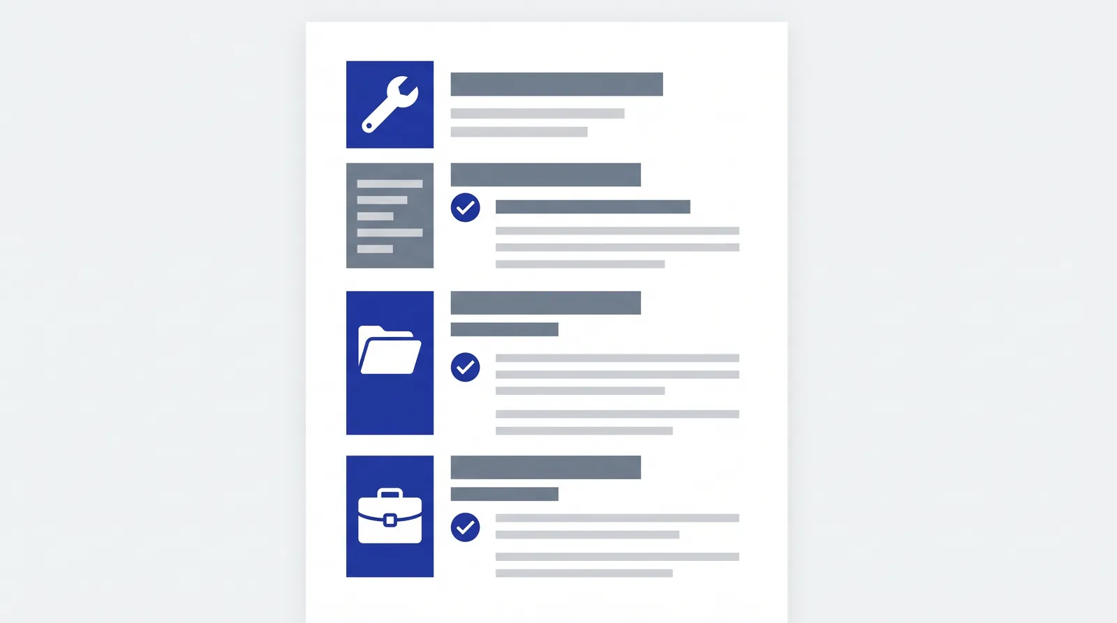 CV développeur structuré en sections : compétences, projets, expérience